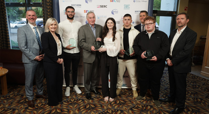 Picture of SERC students and staff at the first-ever Further Education NI Excellence Awards 2024.