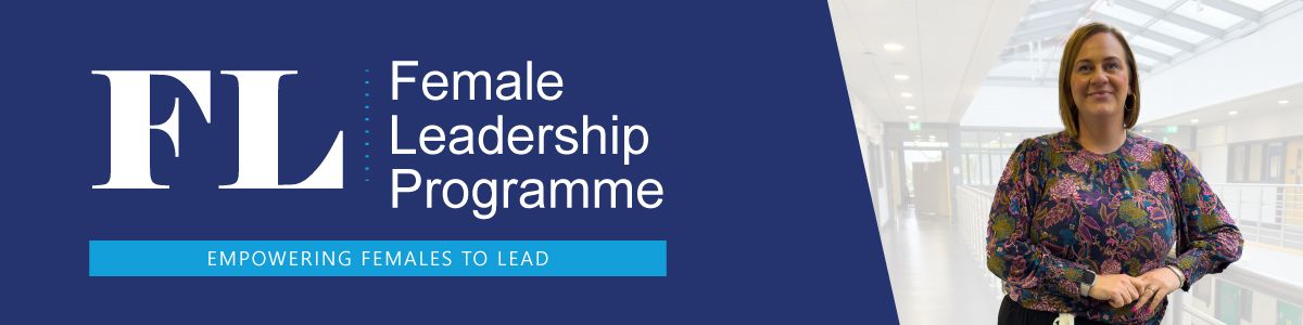 Female Leadership Programme Logo with a Confident Business Woman smiling