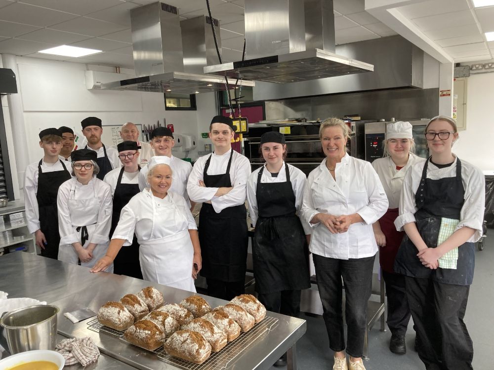 Rachel Allen with patisserie and bakery students