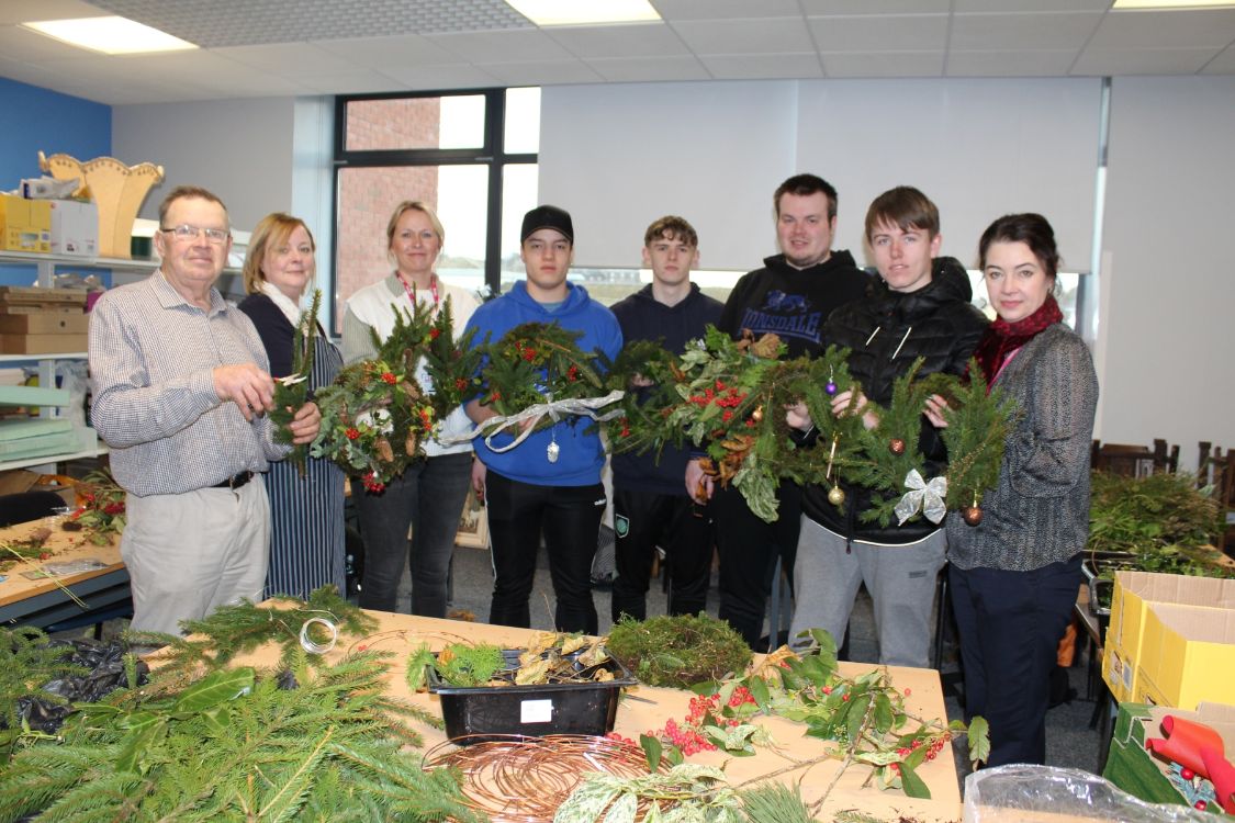 Students and staff with Mr Dermot Rooney (Left) who led the session.