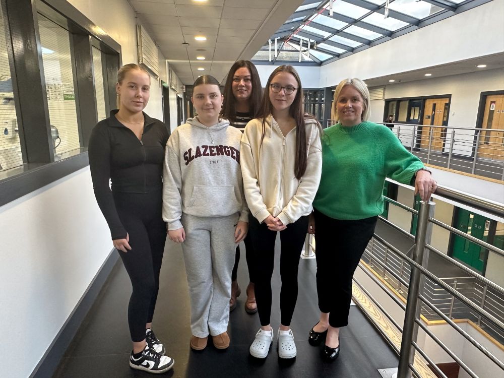 Rhea Leathem, Casey Minis, Lecturer Lisa McKelvey,  Emma Shedden and Principal Lecturer Catherine Anderson