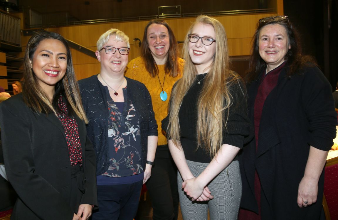 Juliet Green, Home Manager, Oakmont Lodge Care Home, Aine McGreeghan, SERC, Marianne Kennerley, BOOM! Studios, Hannah Dunwoody, Lowden Guitars and Karen Orme, SERC. 