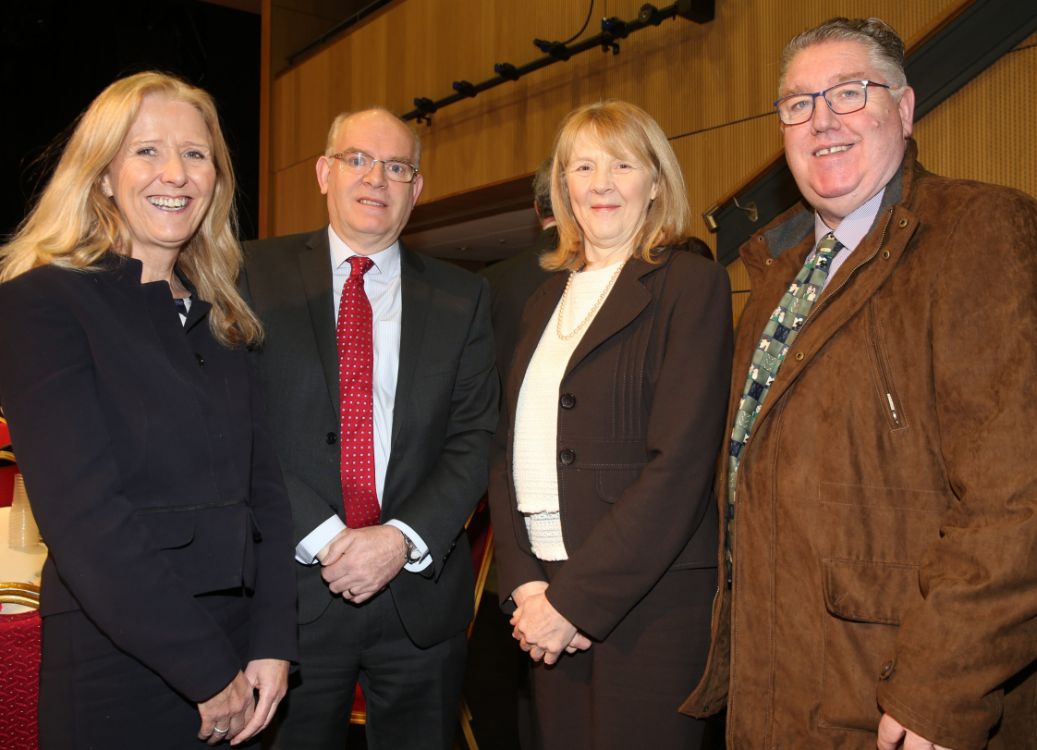 Barbara McNeill, SERC, Mike Jones, Intoo UK and Ireland, Heather Reid, Governing Body and Tom Doran, CMI. 