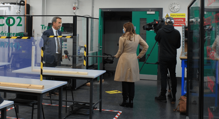 There was much excitement around Lisburn Campus yesterday, Tuesday 13 October, when BBC Newsline’s Clodagh Rice stopped by to interview Dr Michael Malone and Level 2 Refrigeration and Air Condition Apprentices for BBC Newsline.