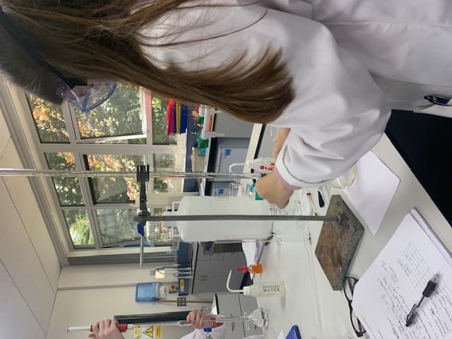 Sara conducting lab work