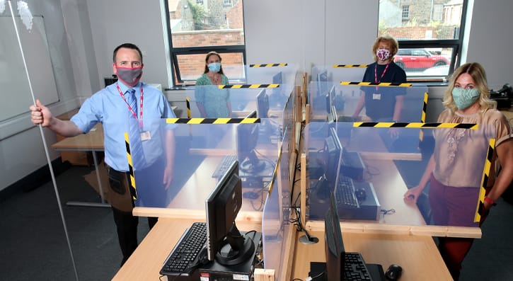 Learning safely: New measures in place at SERC included production of over 3000 divider screens in classes and screens for lecturers.