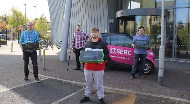 Software competition: The winning team was Damon Mitchell (20) from Bangor, Harry Drinkwater (23), from Holywood, Edward Jackson (23) from Newtownards. Each of the students earned themselves a Razer Gaming Keyboard.