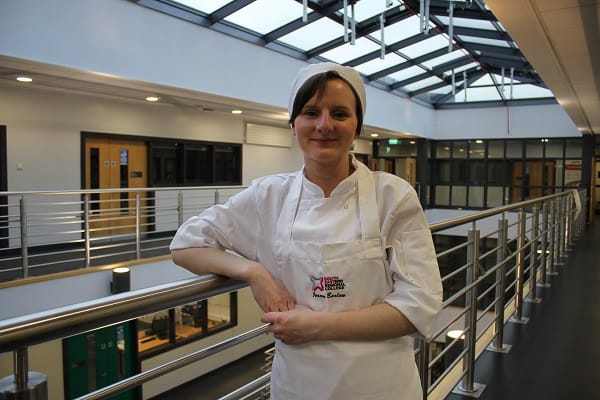 Joanne Barlow, in Catering Whites pictured in SERC's Lisburn Campus