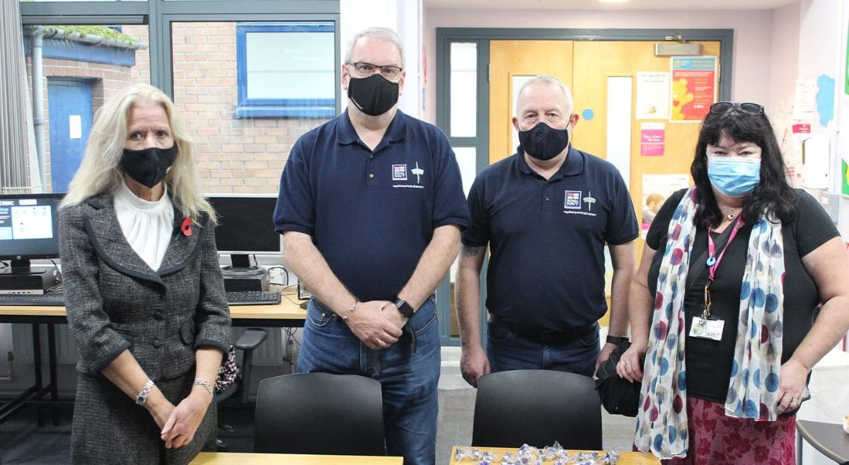 Mentor Connect team with Royal Navy staff  pictured in  Newtownards Campus