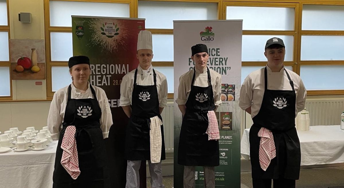 Student competitors with Catrina Stanfield, left, who took 2nd place andwith competitors Tomas Vesley, Pearse Sweeney (17, Portaferry) 3rd place and Rory Watson (17, Bangor) 4th place.  