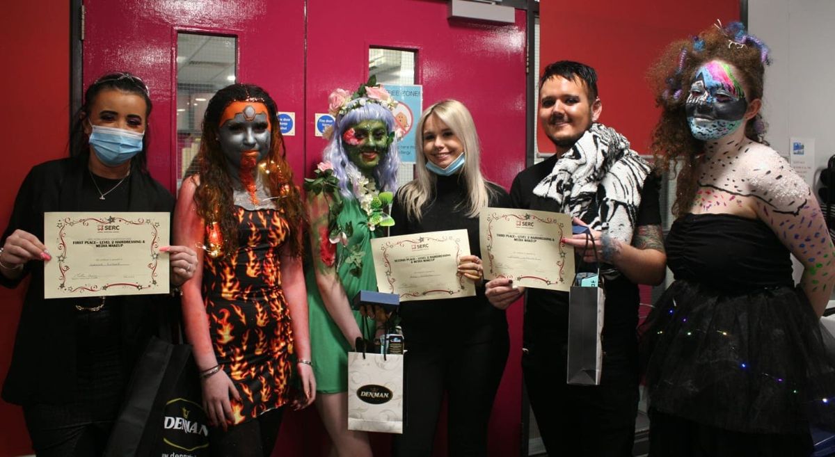 Level 2 Hairdressing & Media Makeup Intercampus winners from Bangor Campus