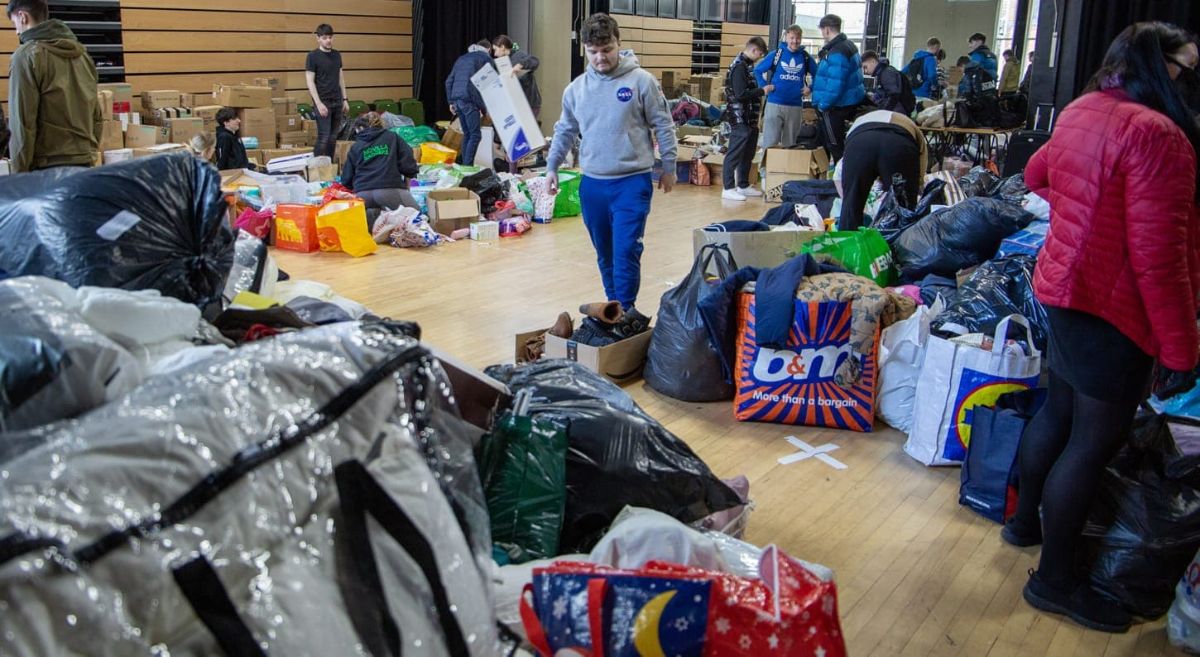 Students sort donations