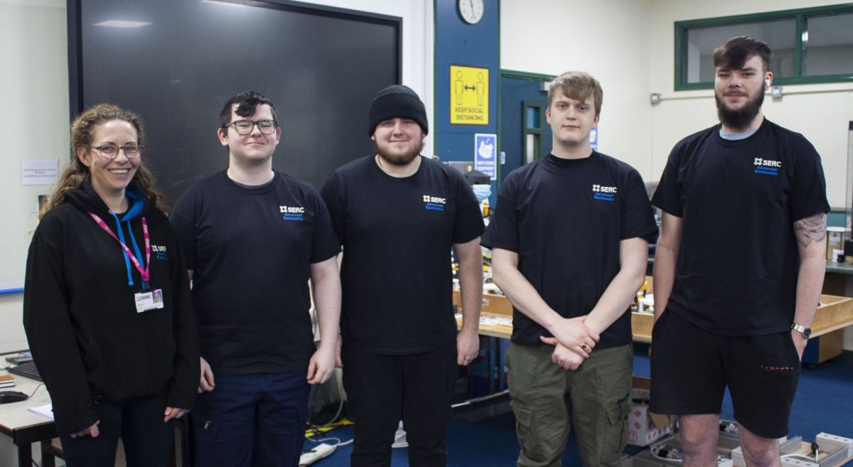 Second year Bangor students from Level 3 National Extended Diploma Engineering - Advanced Electronics