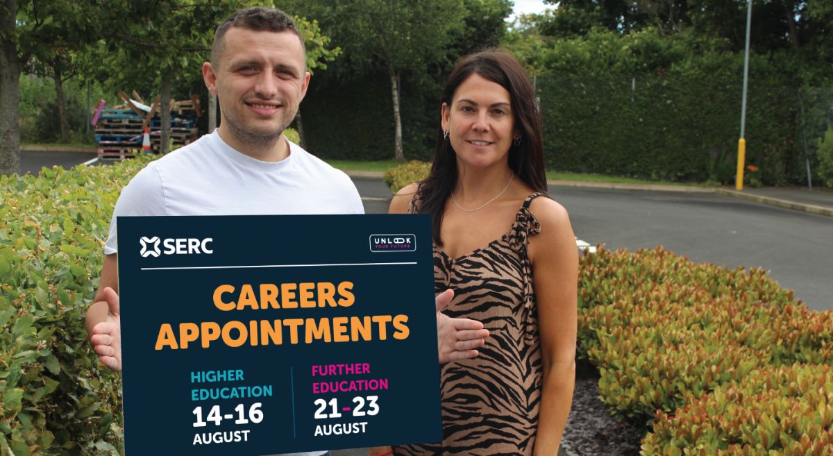 Careers advisors Cahir Clancy and Julie George will be on hand at Downpatrick Campus.