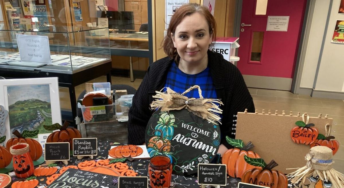 Picture of student at Halloween Market stall.