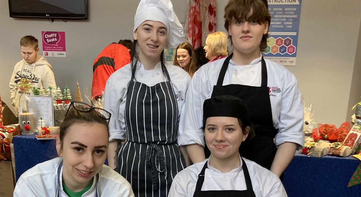 Culinary arts students at festive market