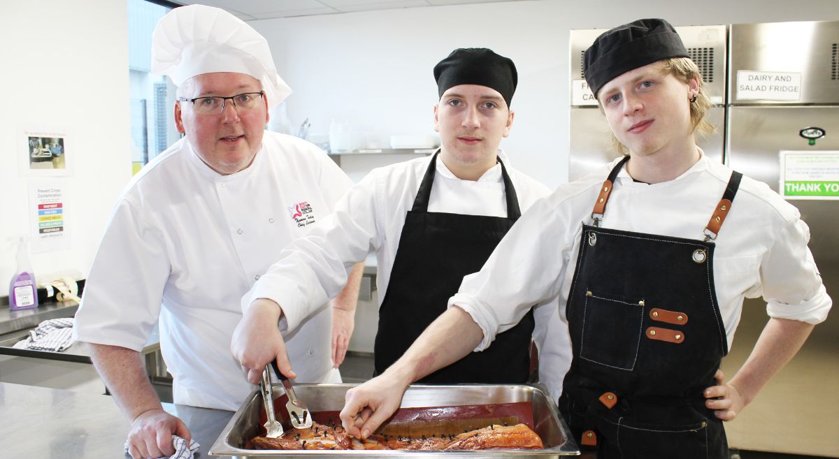 Chef Lecturer Thomas Turley with Professional Chef Students