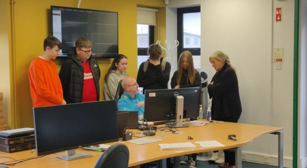 Picture of SERC students at Cornmarket Insurance Services, Belfast.