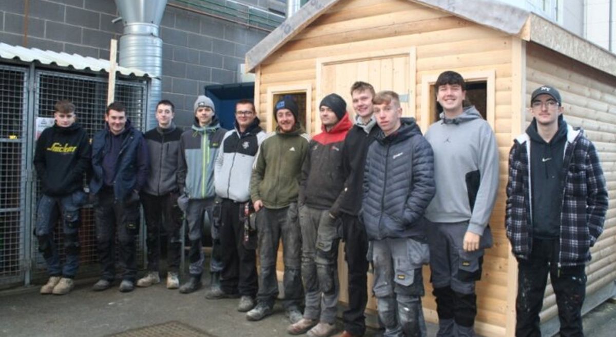 students outside garden rooms