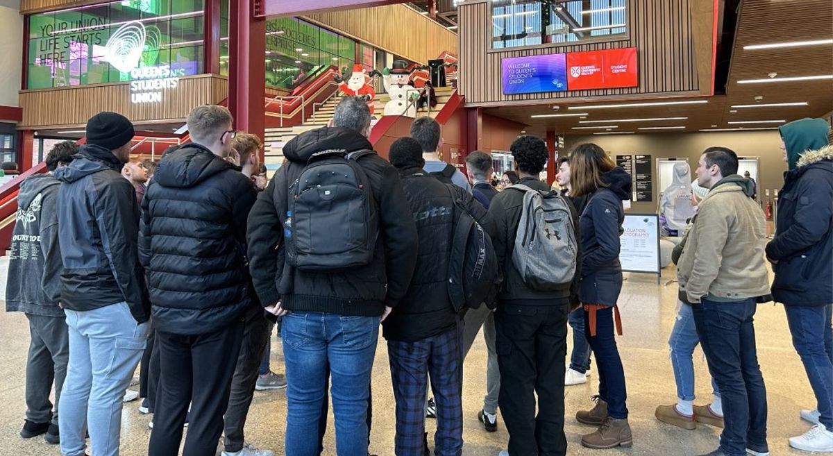 Picture of HE Computing students at Queens University Belfast