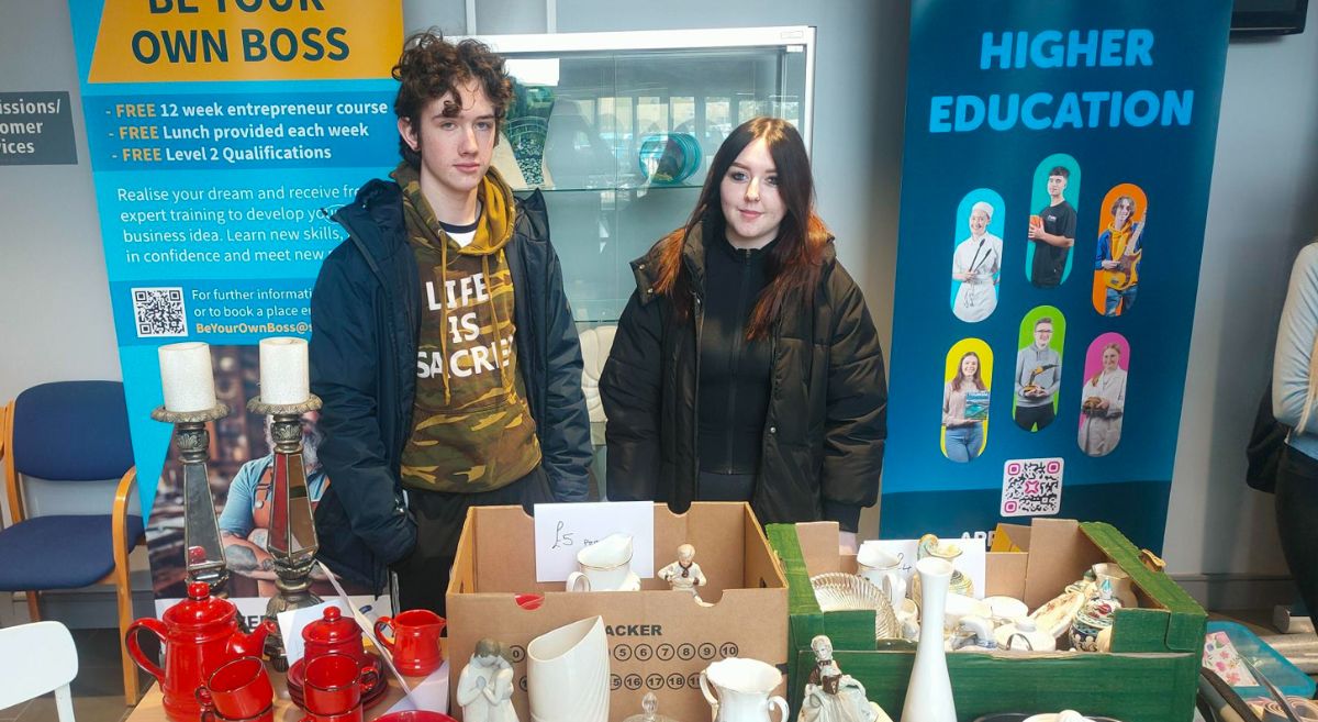 Picture of a SERC students at Valentines Markets