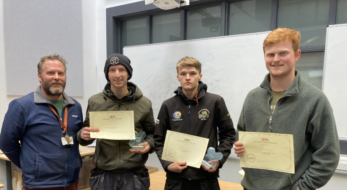 Lecturer Garth Corr with Welding winners Owen McCullough, Shane Kelly, Reuben Wright,