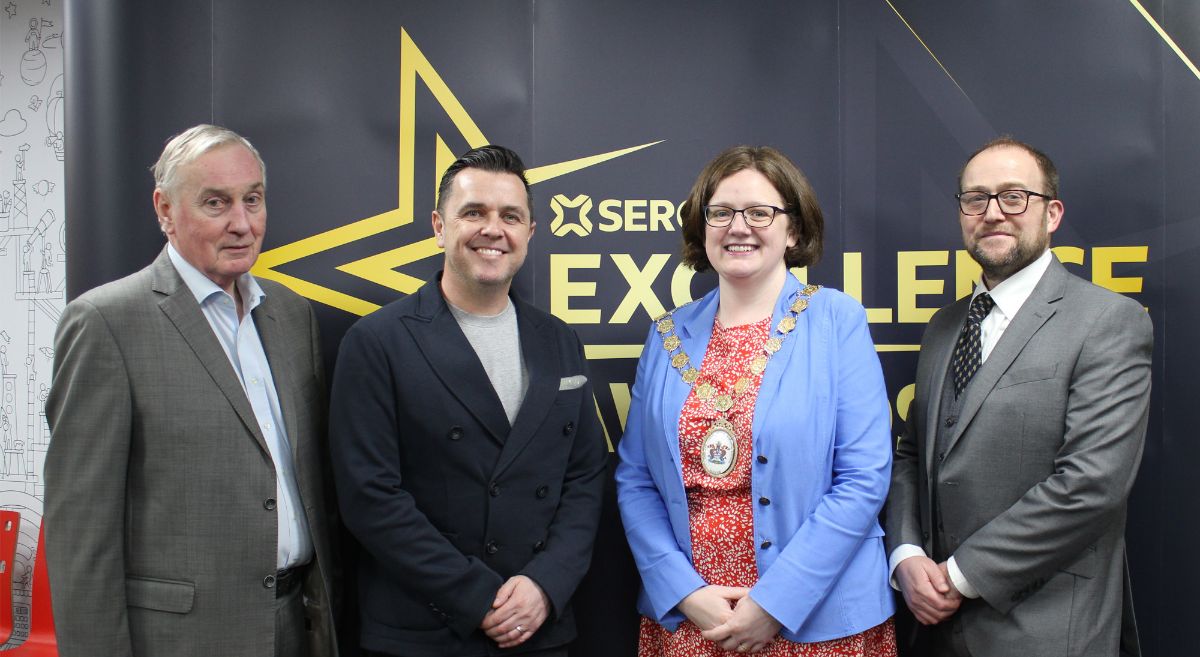 Ken Webb, Pete Snodden, Mayor Jennifer Gilmore and Roger Duncan