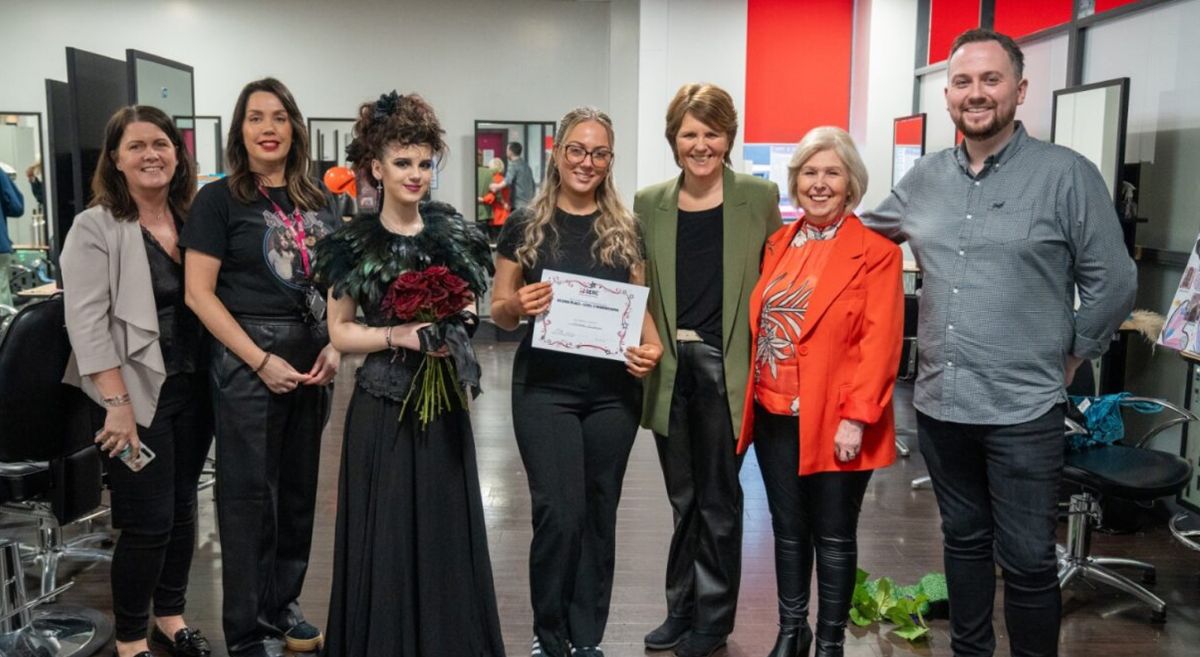 Picture of Hairdressing students, judges and teachers