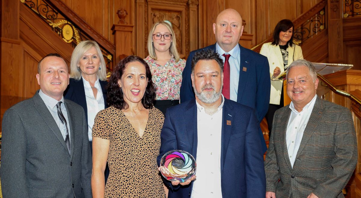 SERC’s Paul Mercer, Heather McKee (Deputy Principal SERC) with Tara Craig (OU), and Elizabeth Major, Friedrich Machala, Thomas McCluney and James Currie.