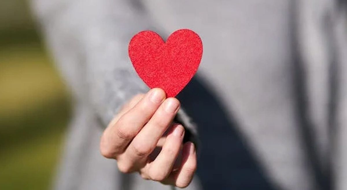 Person holding heart