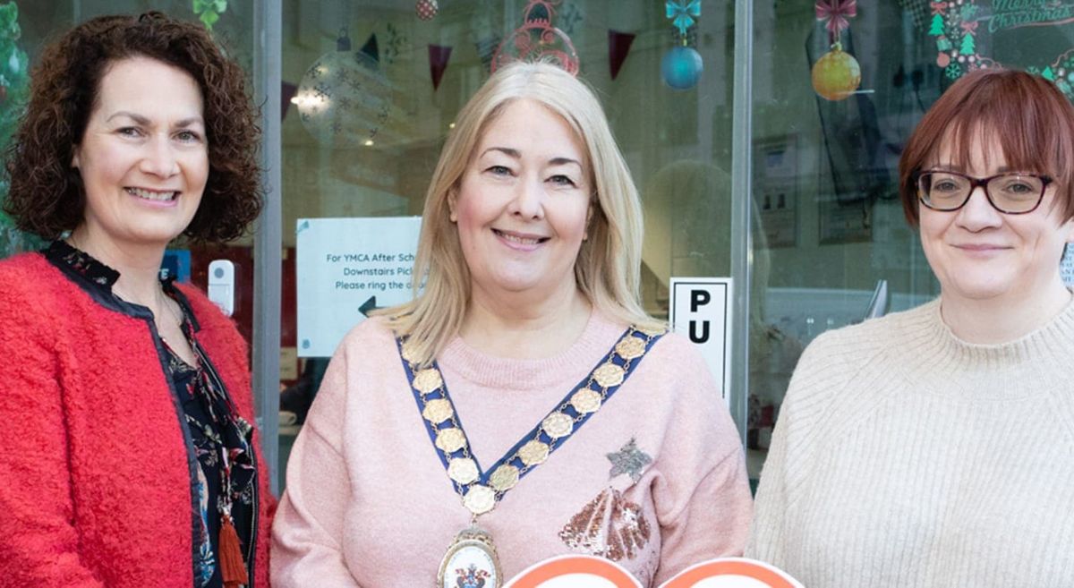 (L-R) Janice Cooke, SERC, Karen Douglas, Mayor of Ards and North Down, Councillor, with Julie-Ann Skinner, YMCA